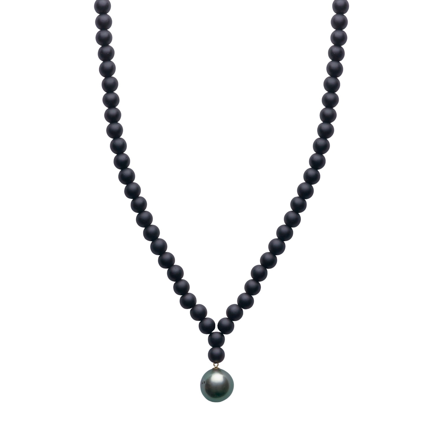 Black Aro Men's Large Tahitian Pearl & Onyx Necklace Ora Pearls