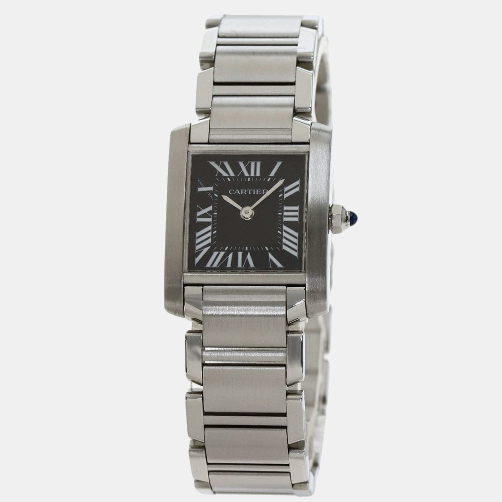Cartier Black Stainless Steel Tank Francaise Women's Wristwatch 20 mm