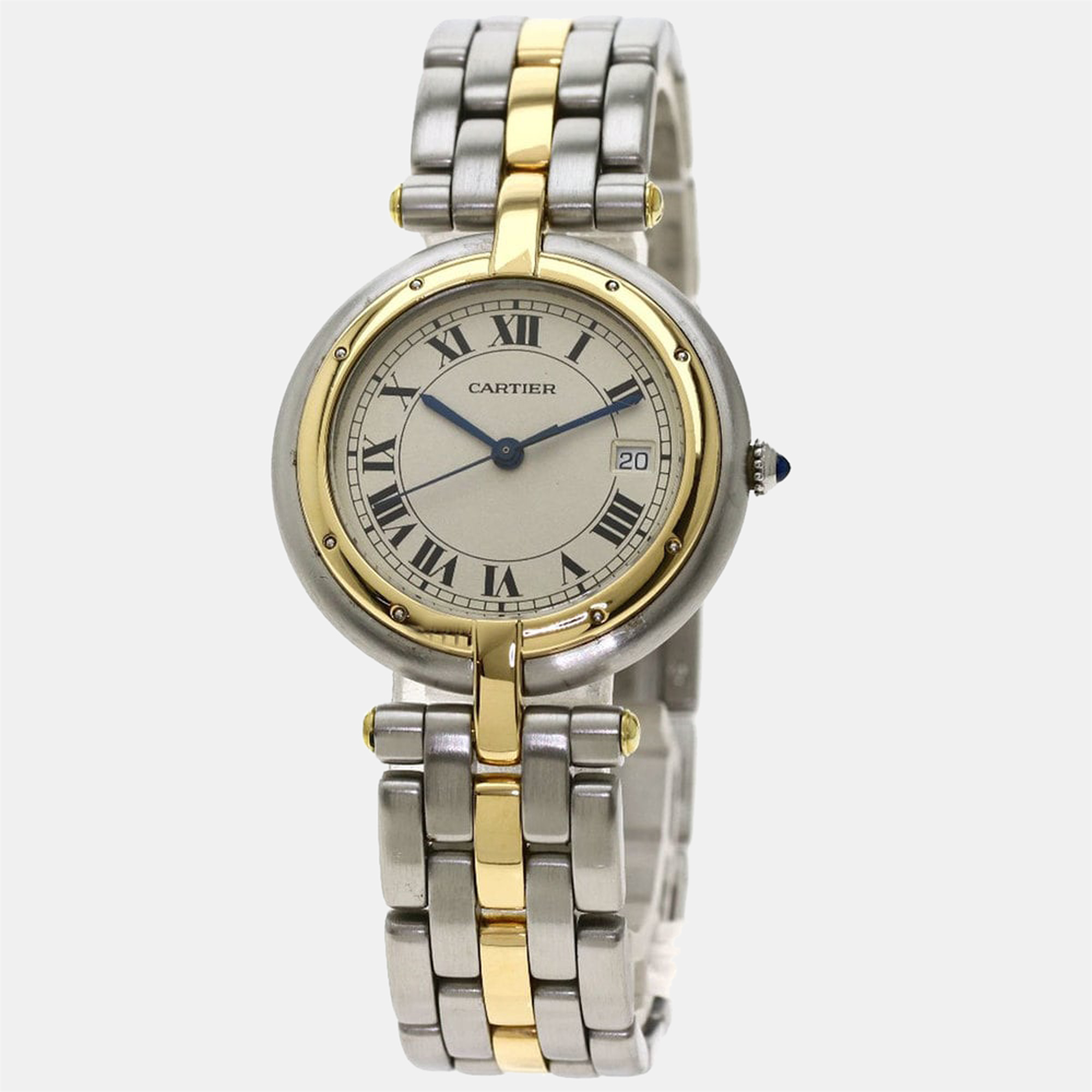 Cartier Silver 18K Yellow Gold And Stainless Steel Panthere Cougar Women's Wristwatch 29.5 mm