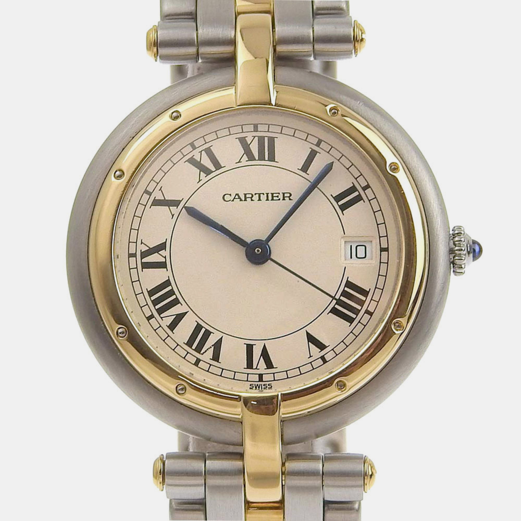 Cartier Silver 18K Yellow Gold And Stainless Steel Panthere Vendome Quartz Women's Wristwatch 30 mm