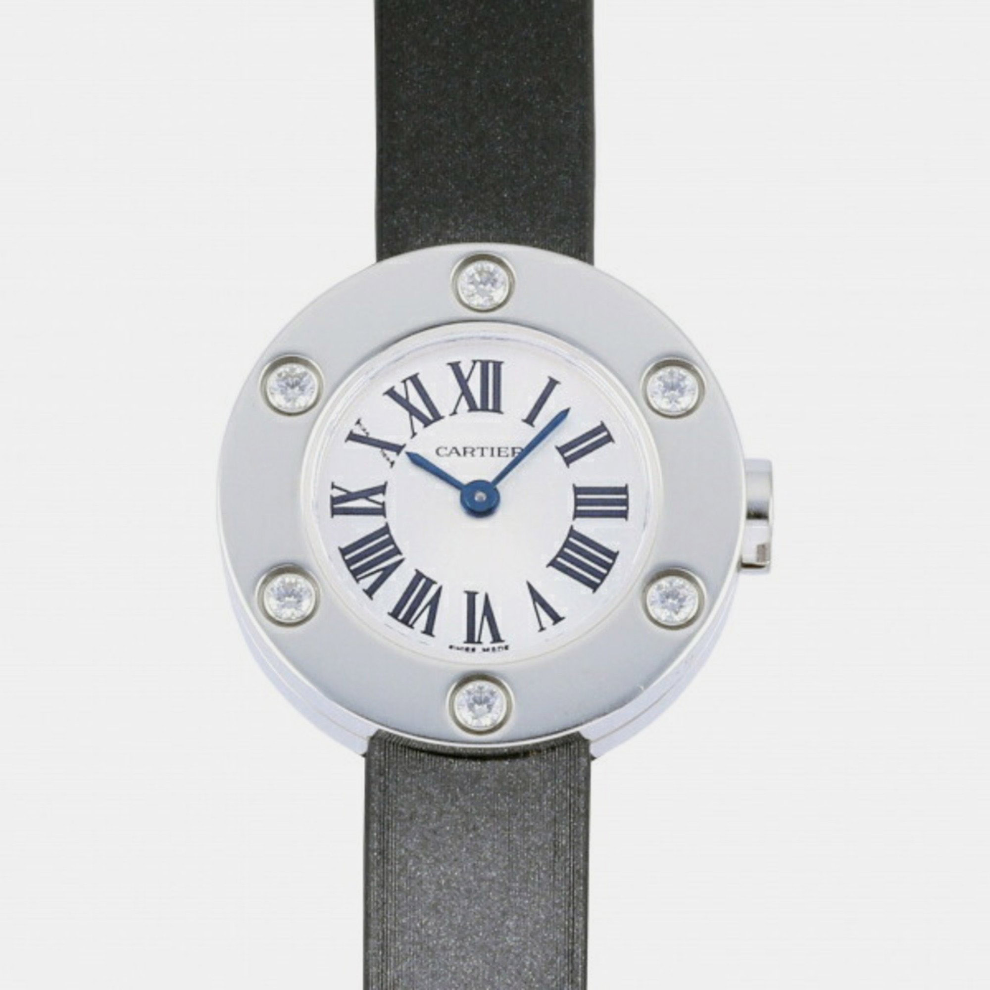 Cartier Silver Diamond 18k White Gold Love WE800231 Quartz Women's Wristwatch 23 mm
