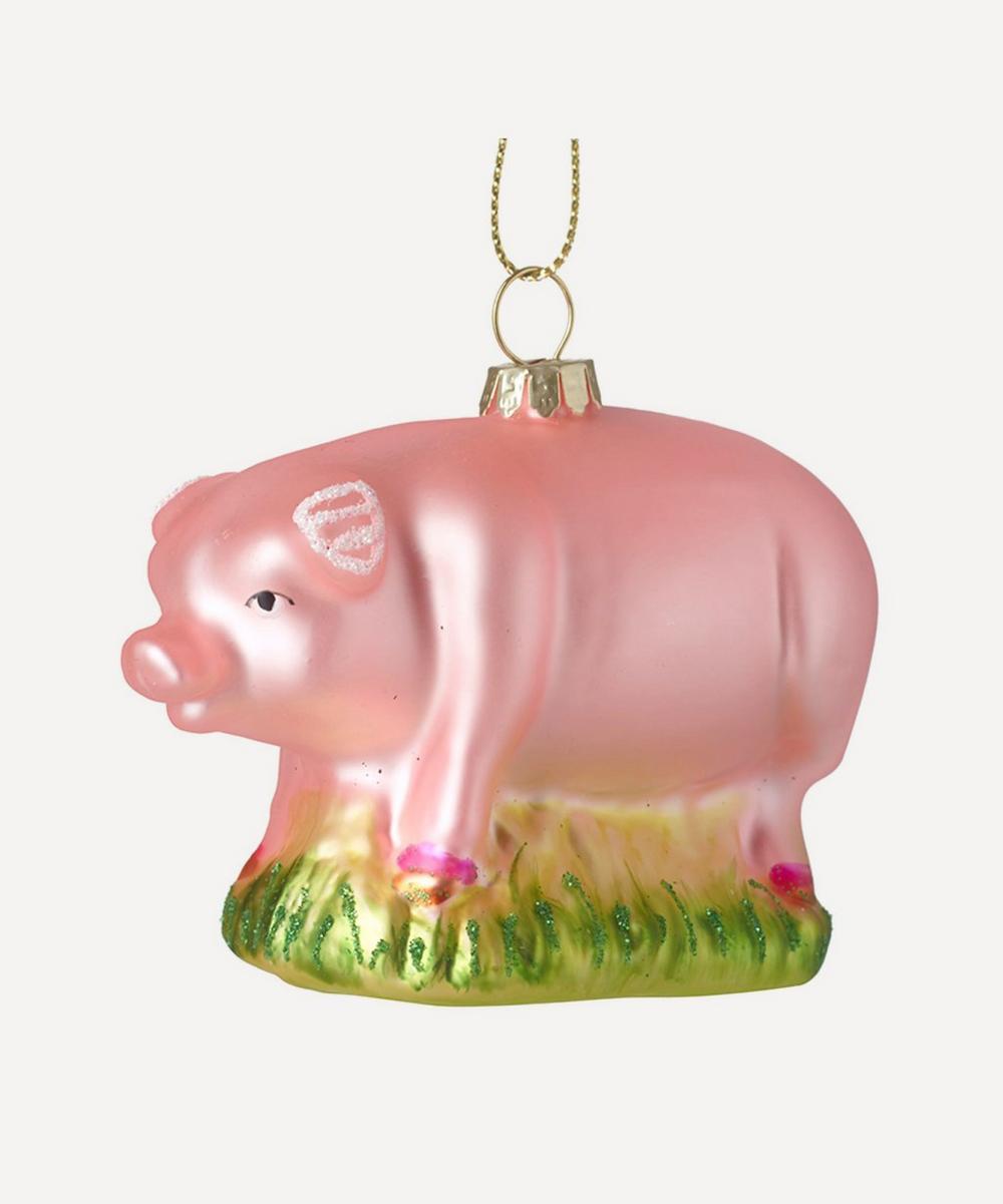 Christmas Pink Glass Pig Ornament