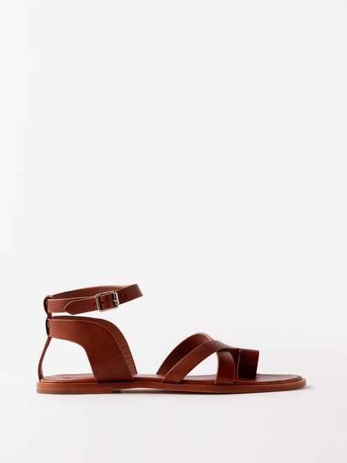 Dragon Diffusion - Maretano Leather Flat Sandals - Womens - Tan