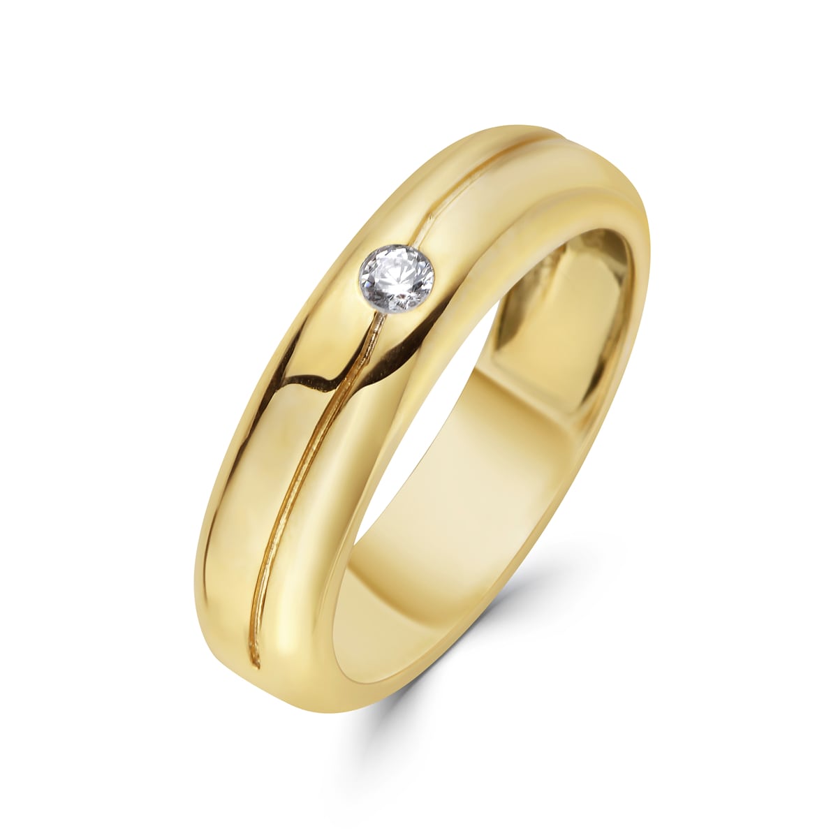 Gold Mens Single Diamond Band Ring Mansi Jewelry