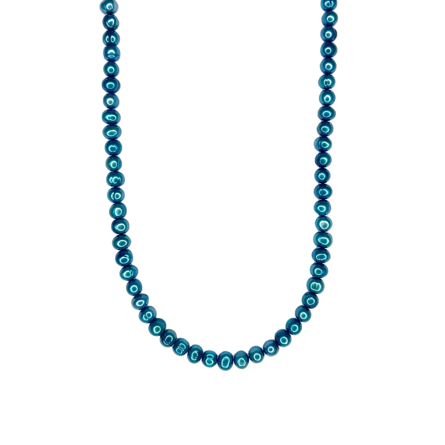 Men's Blue / Silver Turquoise Pearl Necklace Mhart
