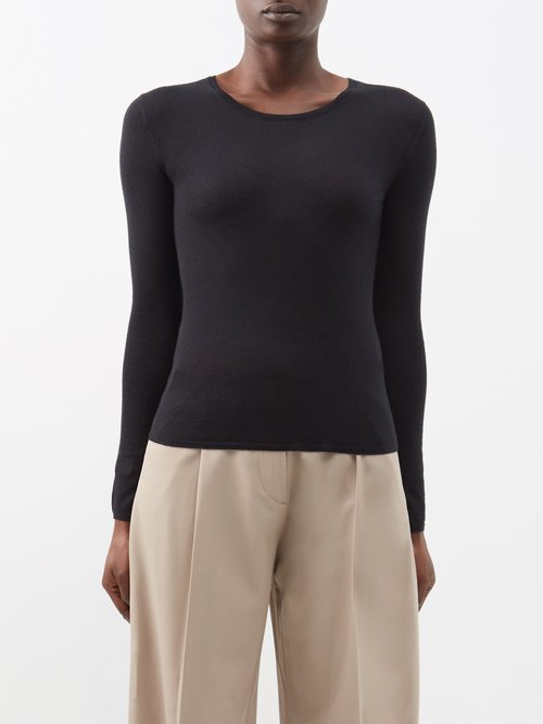 Toteme - Fine-knit Cashmere Top - Womens - Black