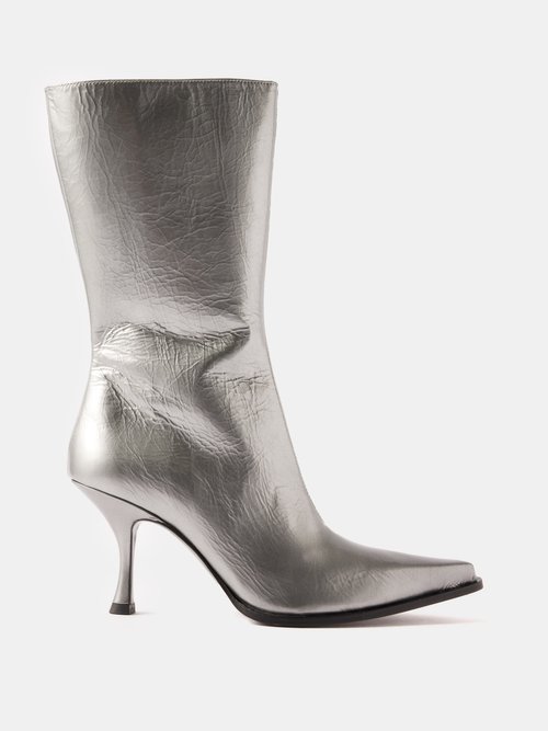 Acne Studios - Bexen Leather Ankle Boots - Womens - Silver