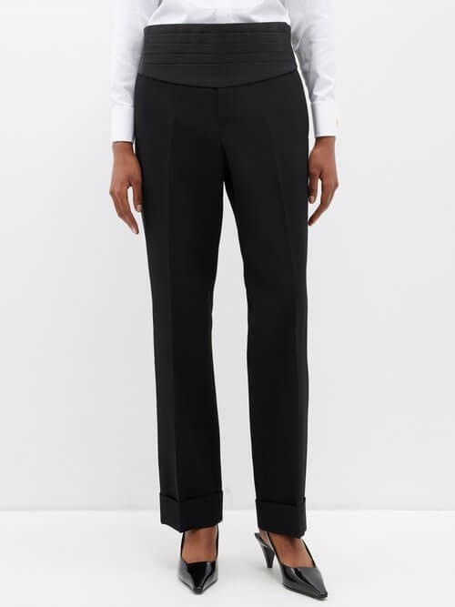 Gucci - Wool Tuxedo Suit Trousers - Womens - Black