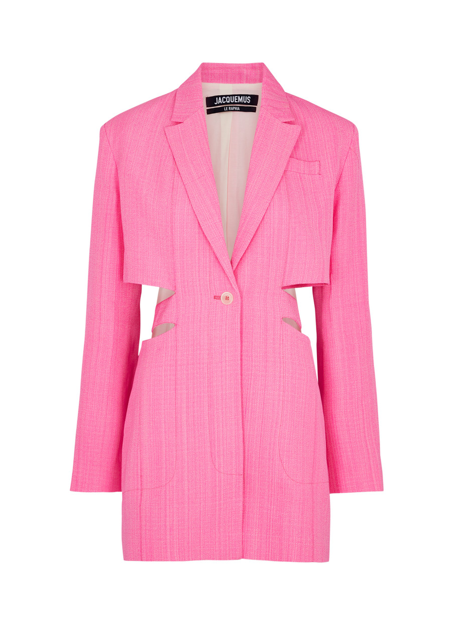 Jacquemus La Robe Bari Linen Mini Blazer Dress, Dress, Pink, Linen - 6