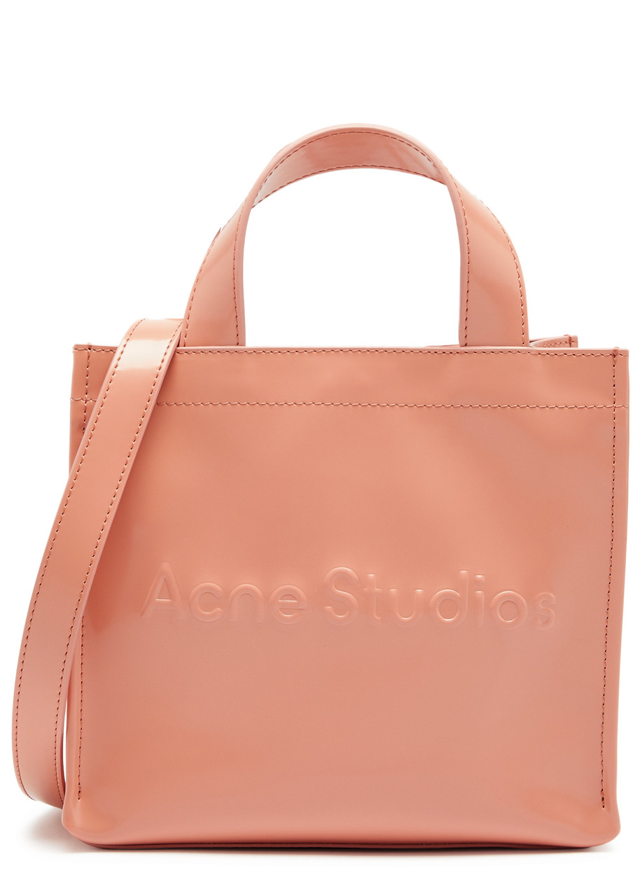 Acne Studios Logo Mini Patent Faux Leather Tote - Light Pink