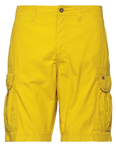 Napapijri Man Shorts & Bermuda Shorts Mustard Size 34 Cotton
