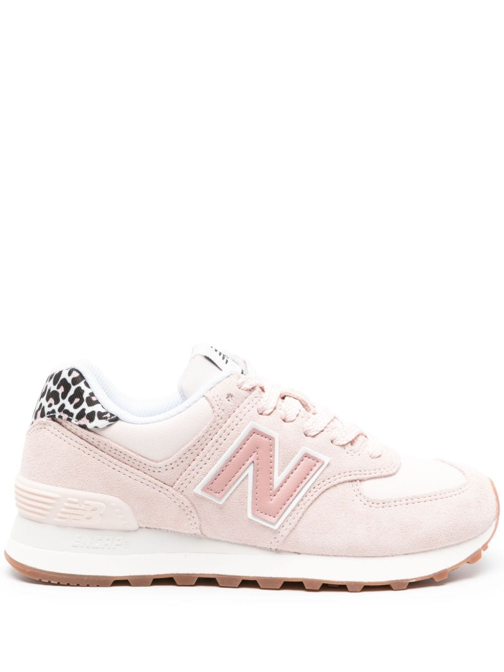 New Balance 574 logo-patch suede sneakers - Pink