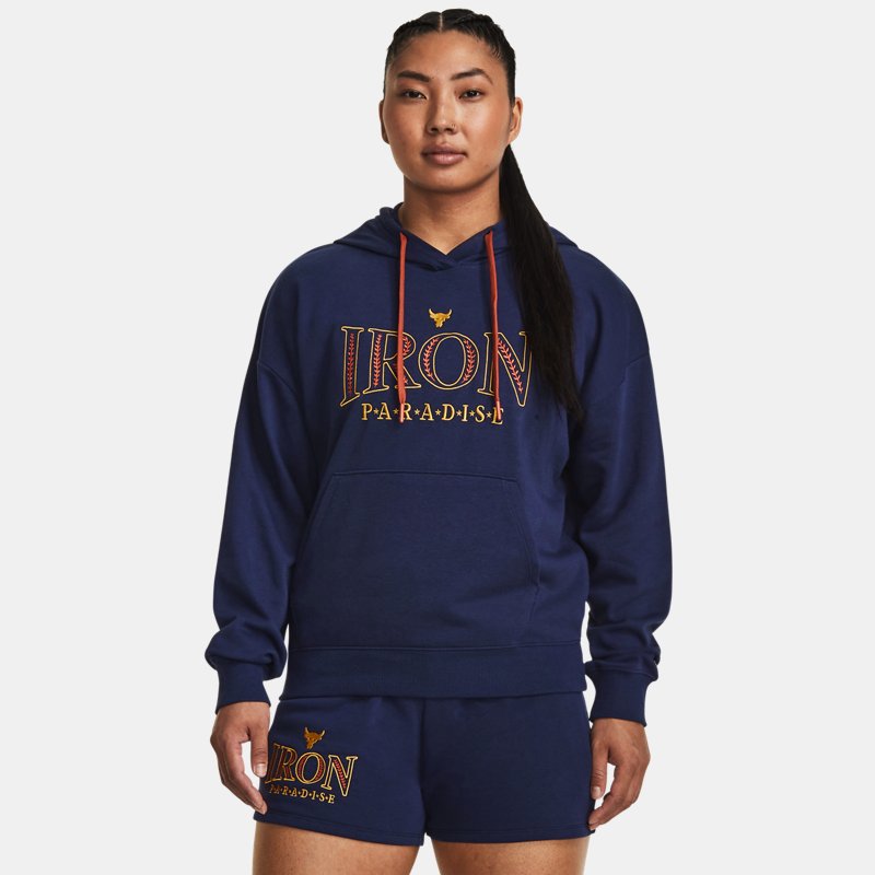 Women's Project Rock Everyday Terry Hoodie Midnight Navy / Heritage Red L