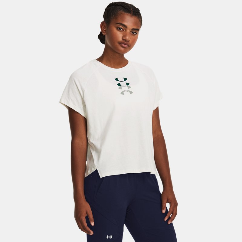 Women's Under Armour Anywhere Graphic T-Shirt White Clay / Greenwood / Grove Green M