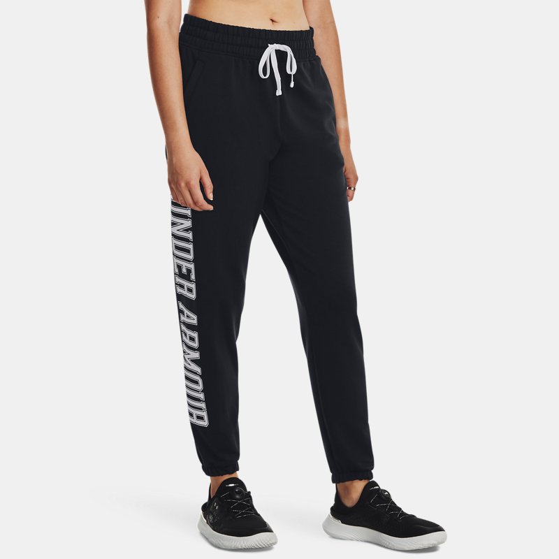 Women's Under Armour Rival Terry Graphic Joggers Black / White L