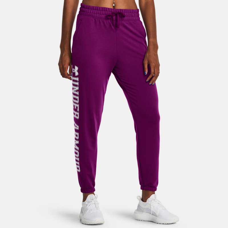 Women's Under Armour Rival Terry Graphic Joggers Mystic Magenta / White L