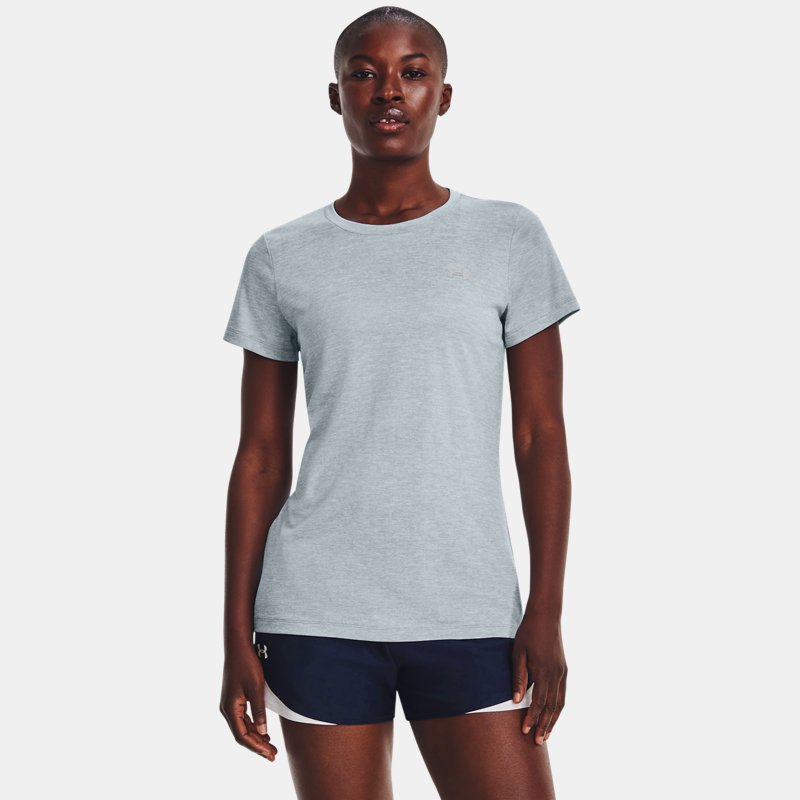 Women's Under Armour Tech™ Twist T-Shirt Harbor Blue / Gravel / Metallic Silver XS