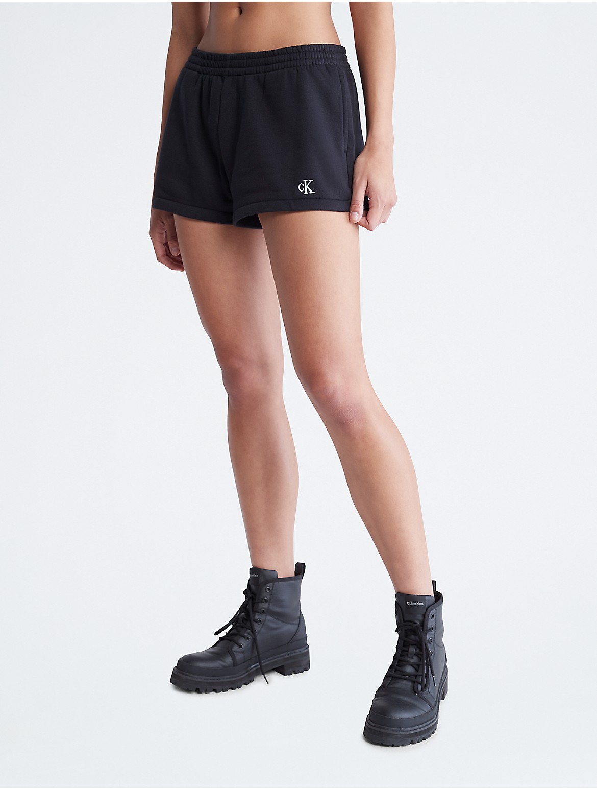 Calvin Klein Women's Archive Logo Fleece Shorts - Black - L
