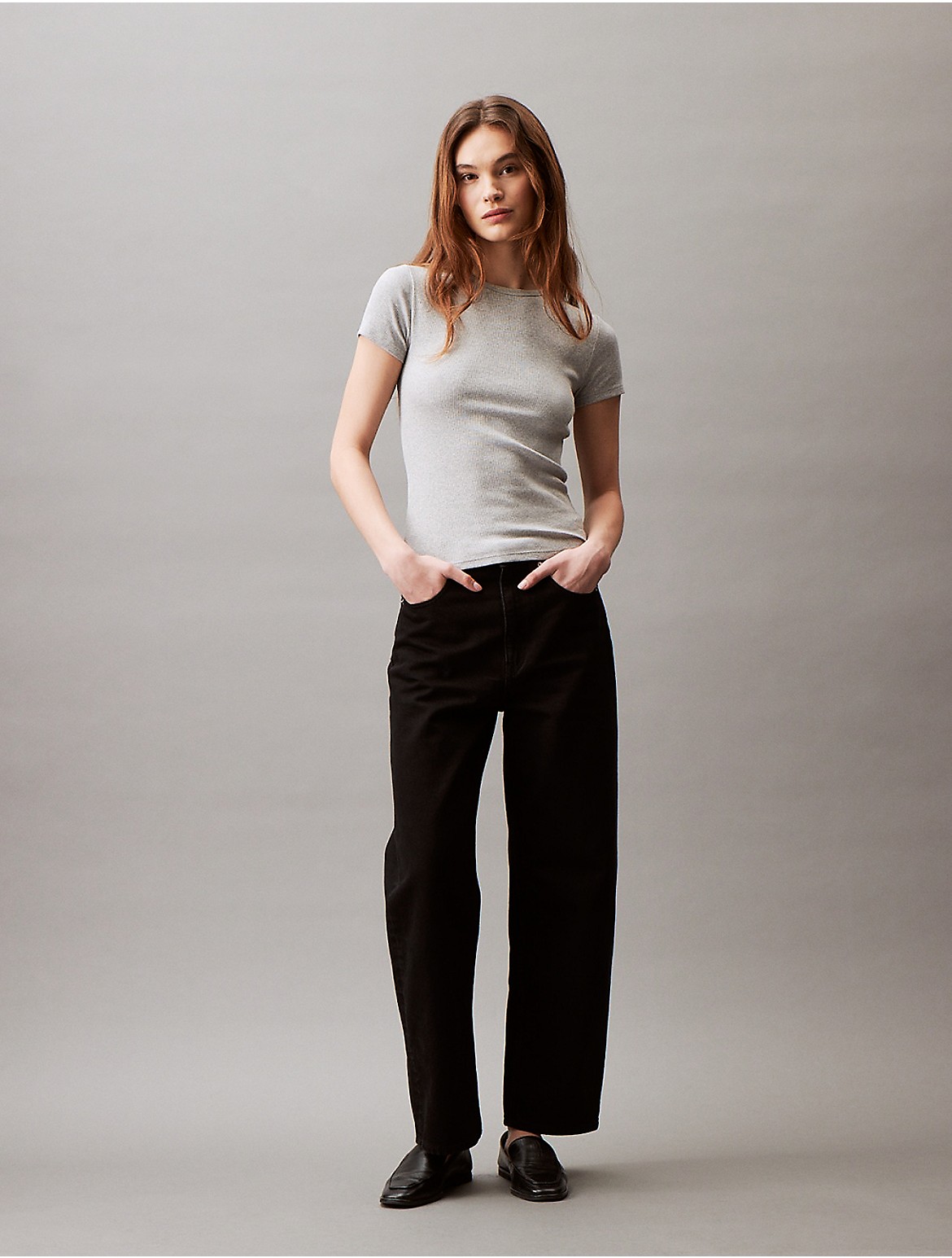 Calvin Klein Women's Contour Rib Slim Fit T-Shirt - Grey - XS