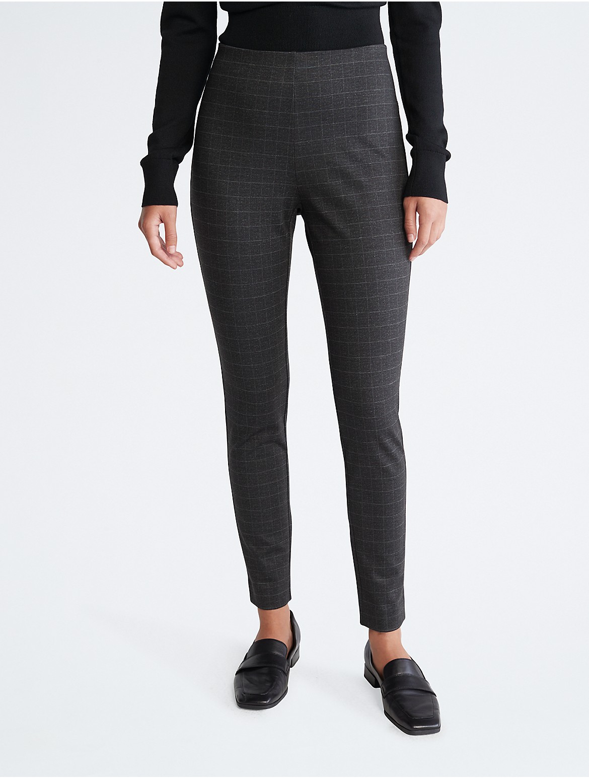 Calvin Klein Women's Grid Ponte Skinny Pants - Grey - XS
