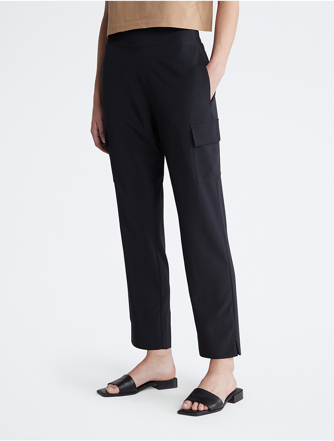 Calvin Klein Women's Modern Commute Straight Leg Cargo Tailored Pants - Black - S