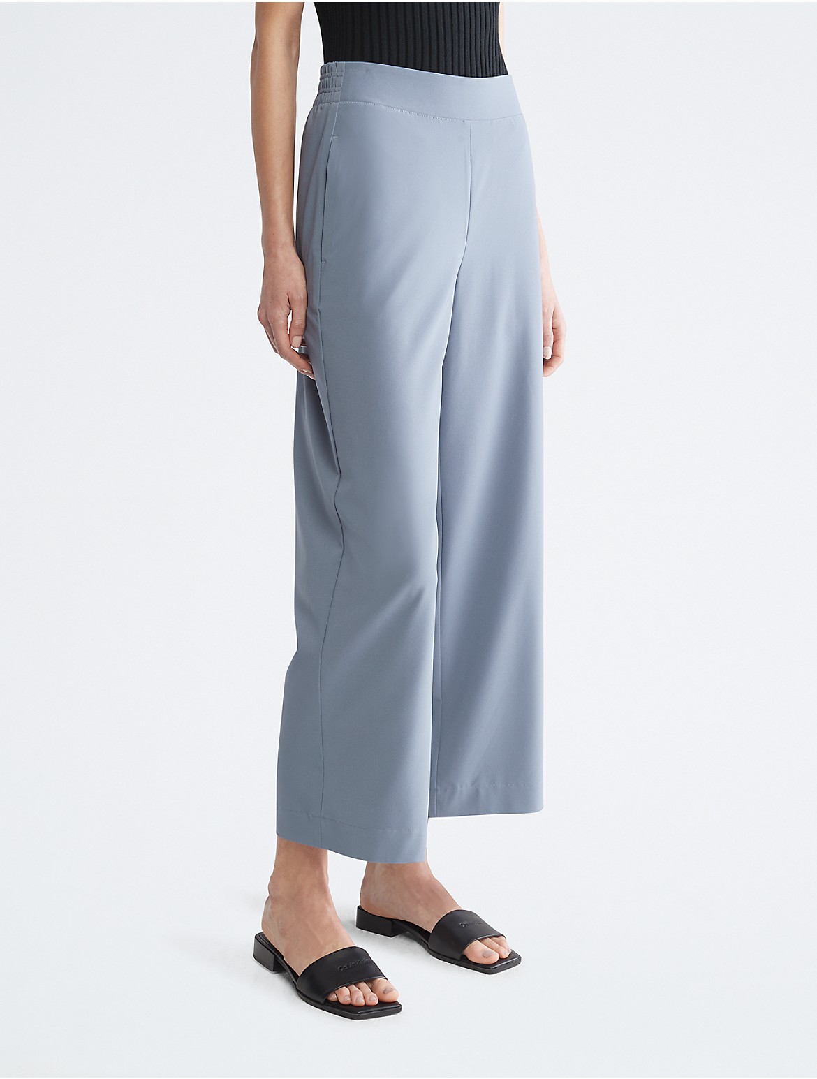 Calvin Klein Women's Modern Commute Wide Leg Cropped Pants - Blue - S