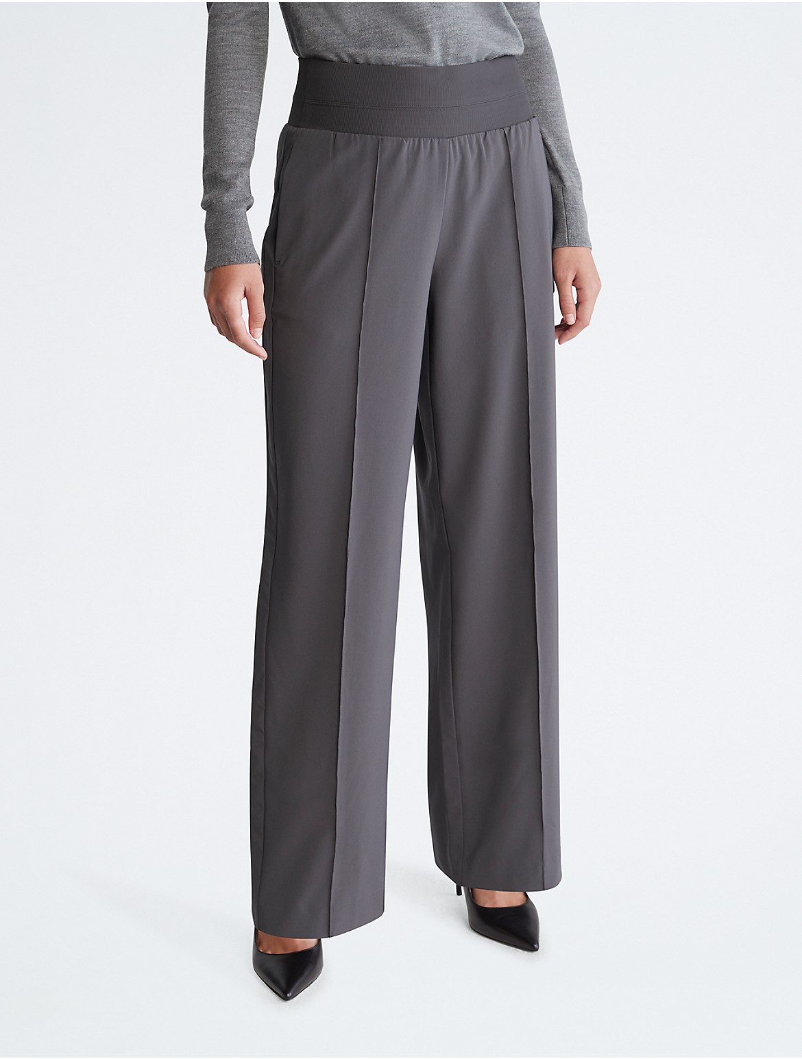 Calvin Klein Women's Modern Commute Wide Leg Pants - Grey - XS