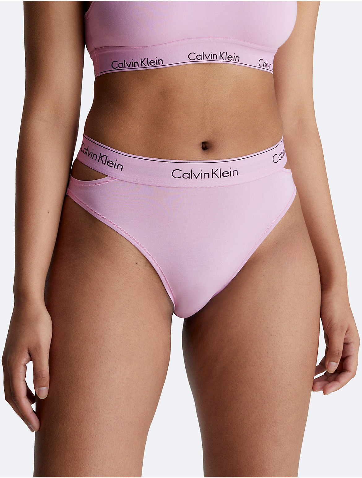 Calvin Klein Women's Modern Cotton Deconstructed High Leg Tanga - Purple - XS