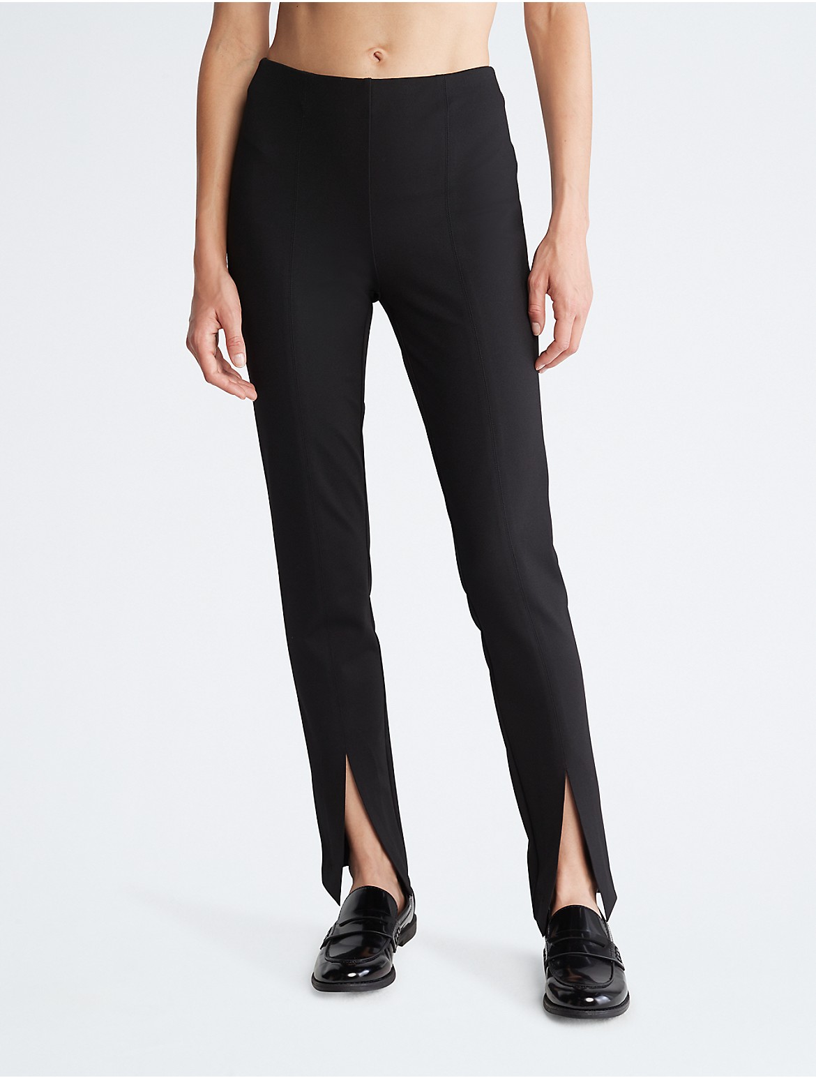 Calvin Klein Women's Open Slit Ponte Skinny Pants - Black - XS