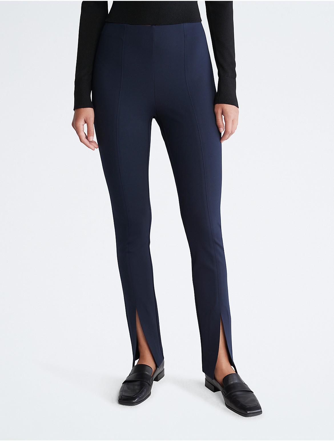 Calvin Klein Women's Open Slit Ponte Skinny Pants - Blue - XS