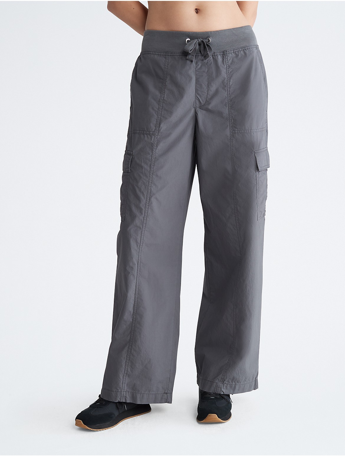 Calvin Klein Women's Performance Wide Leg Cargo Pants - Grey - L
