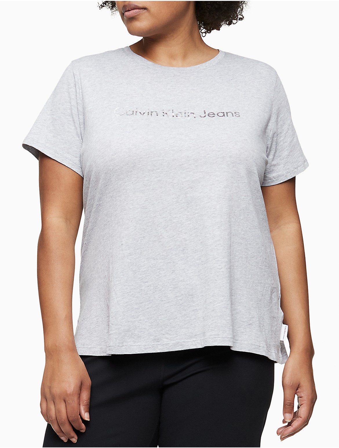 Calvin Klein Women's Plus Size Foiled Logo T-Shirt - Grey - 1X
