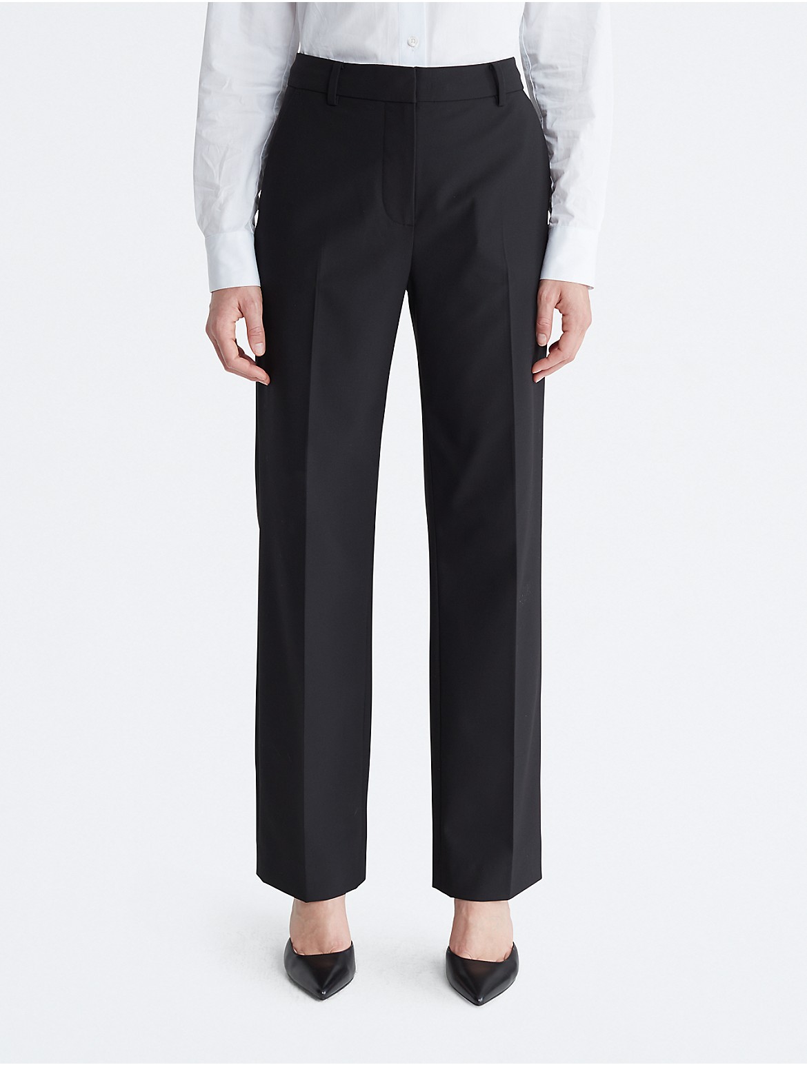 Calvin Klein Women's Refined Stretch Tailored Trousers - Black - 27