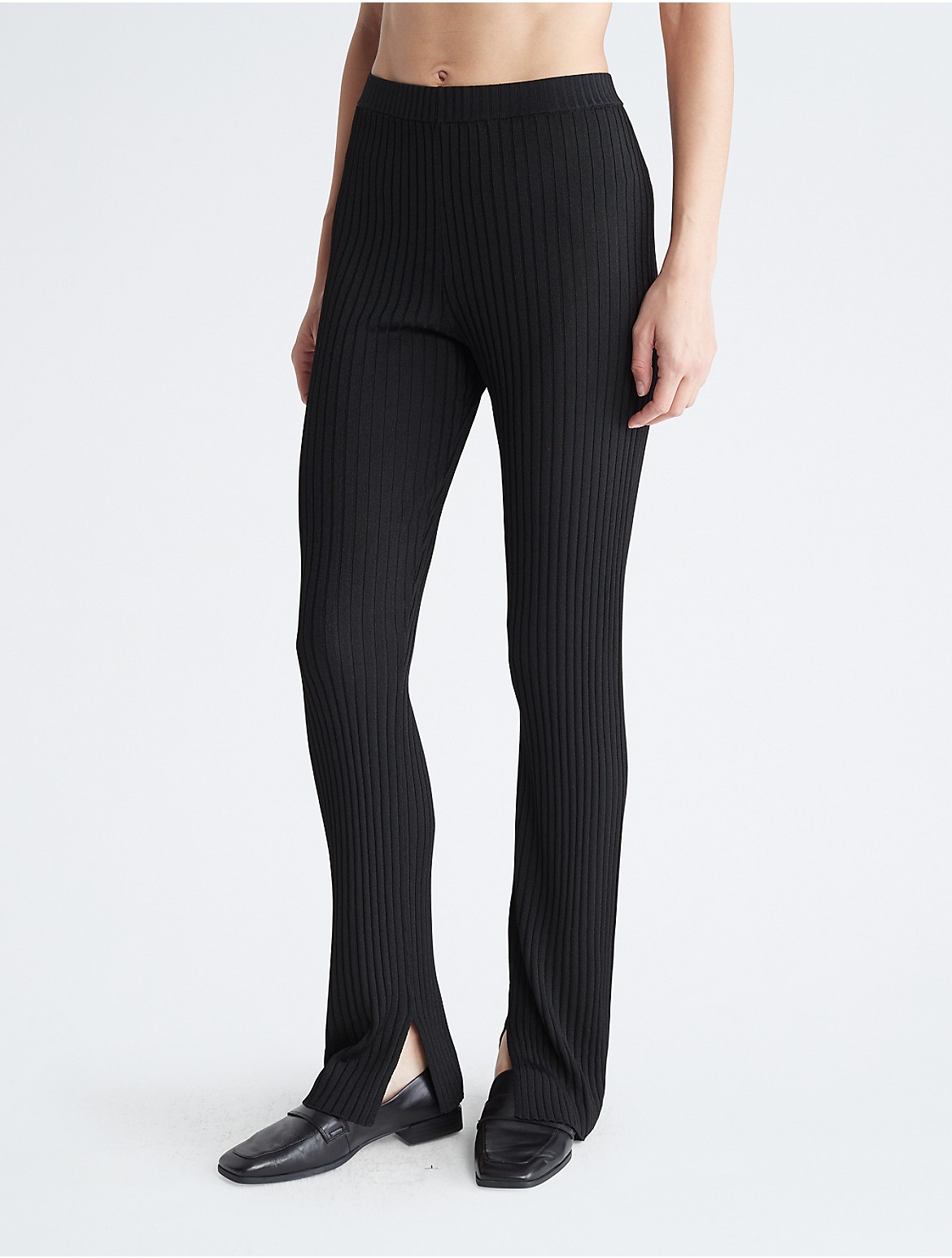 Calvin Klein Women's Sateen Rib Pants - Black - XS