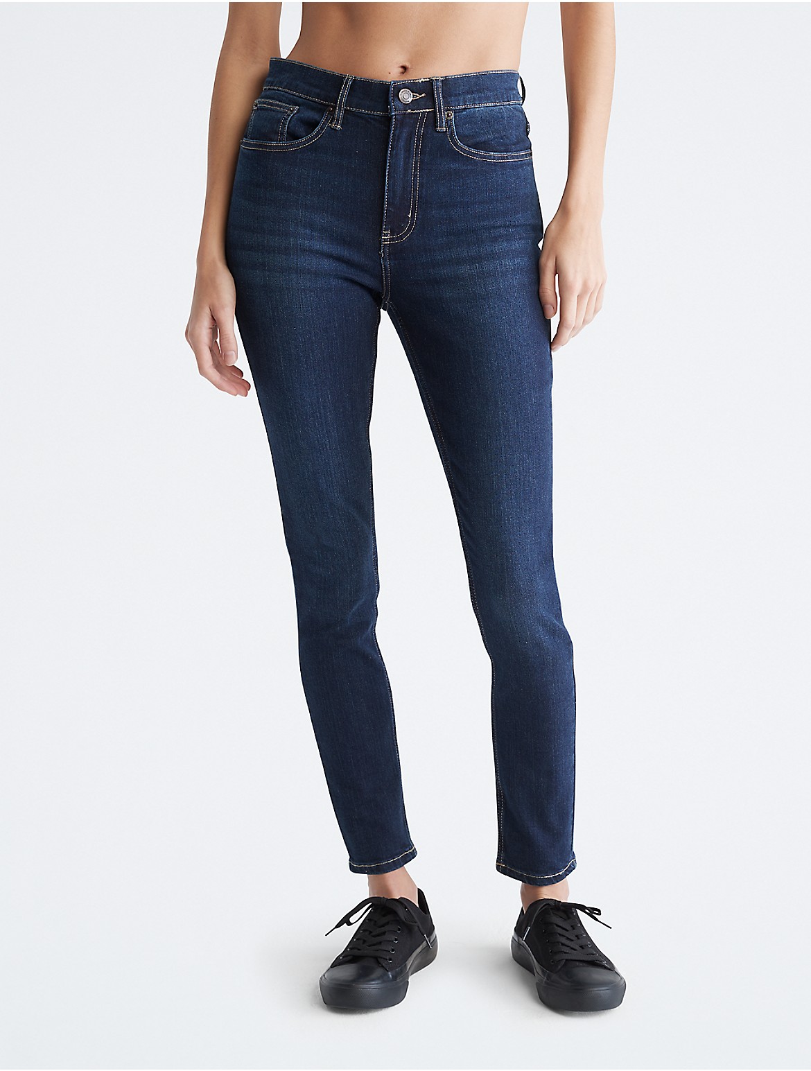 Calvin Klein Women's Skinny Fit High Rise Comfort Stretch Jeans - Blue - 24