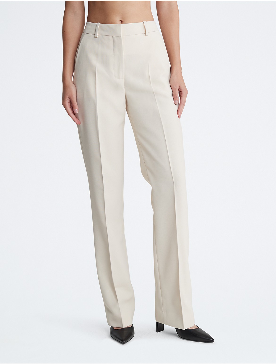 Calvin Klein Women's Slim Straight Woven Pants - Neutral - 32