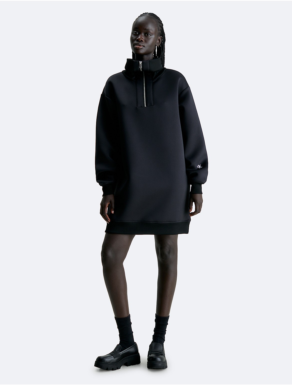 Calvin Klein Women's Spacer Half Zip Sweatshirt Dress - Black - S