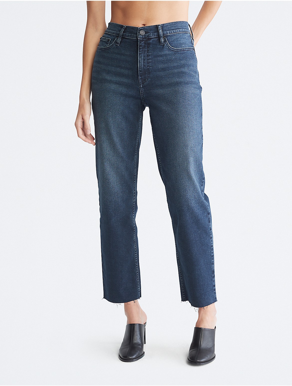 Calvin Klein Women's Straight Fit High Rise Ankle Jeans - Blue - 31