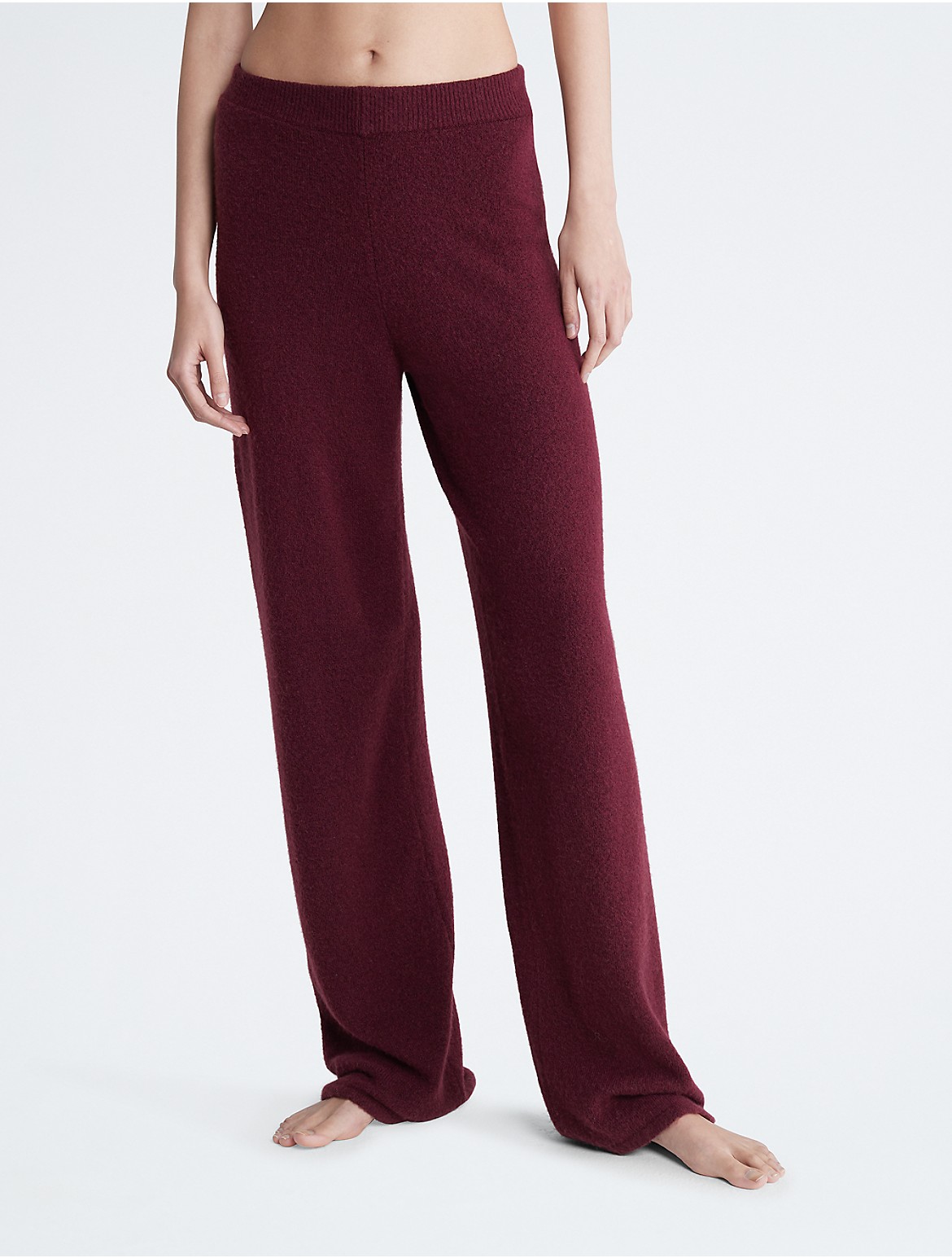 Calvin Klein Women's Sweater Lounge Plush Sleep Pants - Red - XS