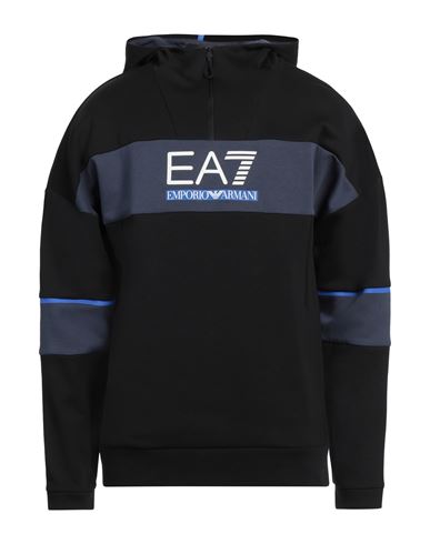 Ea7 Man Sweatshirt Black Size L Cotton, Polyester