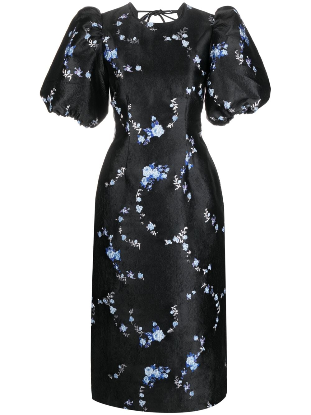 GANNI floral-jacquard midi dress - Black