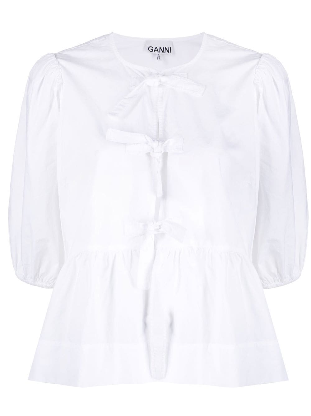 GANNI organic-cotton peplum blouse - White