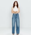 Raey - 90s Organic Cotton High-waisted Wide-leg Jeans - Womens - Dark Blue