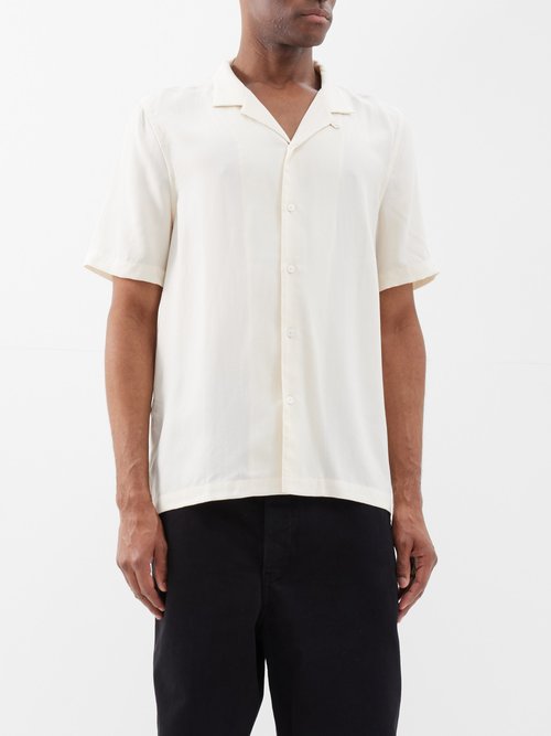 Raey - Short-sleeve Lyocell Shirt - Mens - Ivory