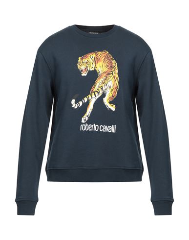 Roberto Cavalli Man Sweatshirt Midnight blue Size XL Cotton
