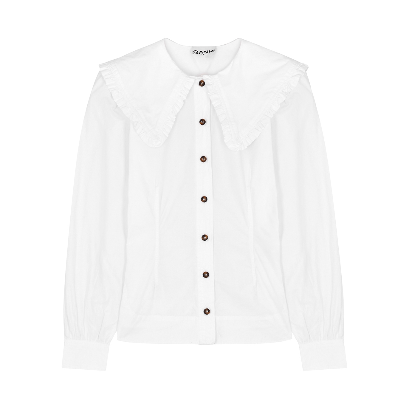 Ganni White Cotton-poplin Shirt - 6