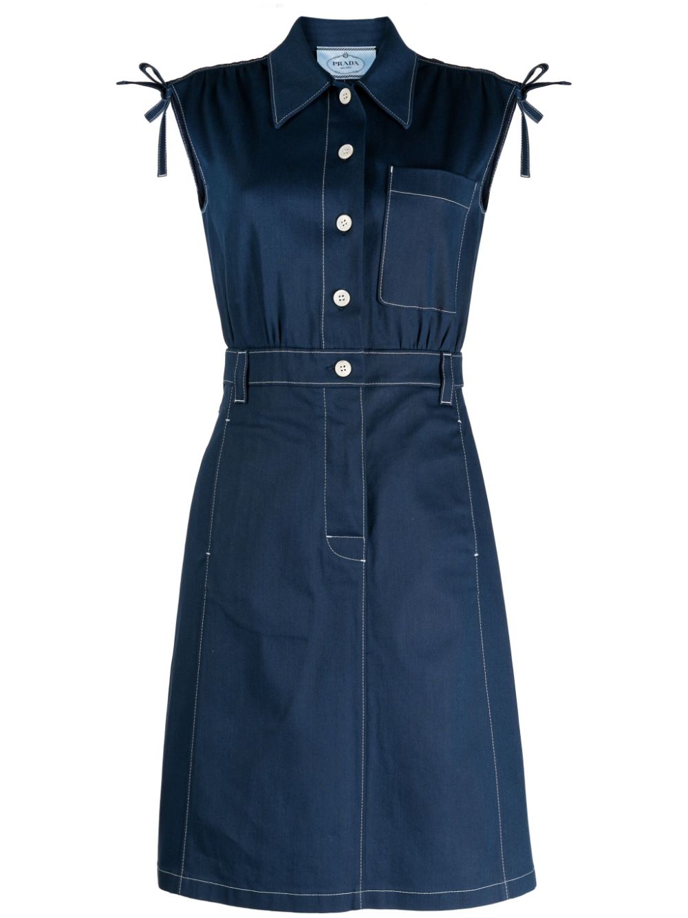 Prada Pre-Owned bow-detailed shirt dress - Blue