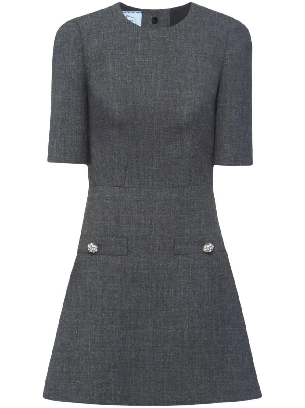 Prada button-embellished virgin wool miniress - Grey