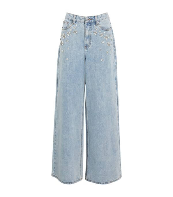 HARRODS SPRING SUMMER LOOKS SELF-PORTRAIT Embellished Wide-Leg Jeans £320