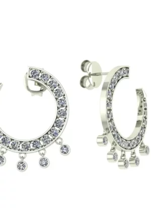 cervin blanc White Gold Curve Diamond Earrings – Front To Back